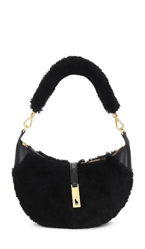 Polo Ralph Lauren Shearling & Vachetta Leather Shoulder Bag Small