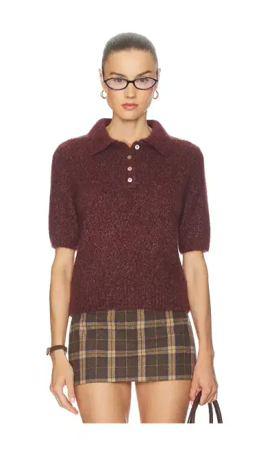 W. Cashmere Luna Polo Short Sleeve Pullover | Thumbnail 1