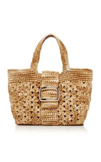 Roger Vivier Grand Vivier Choc Raffia Crochet Tote | Thumbnail 1