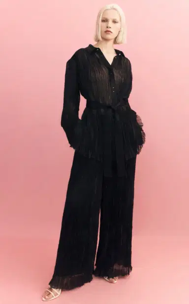 Aje Aerial Pleated Palazzo Pant - Black | Thumbnail 2