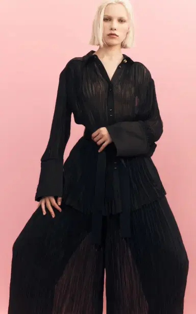 Aje Aerial Pleated Palazzo Pant - Black | Thumbnail 3