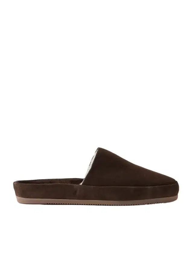 Mulo Fleece-Lined Suede Slippers - Men