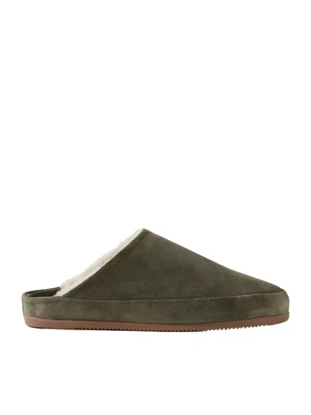 Mulo Shearling-Lined Suede Slippers - Men