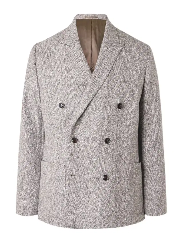 Jordin 1087 Double-Breasted Recycled-Herringbone Suit Jacket - Men