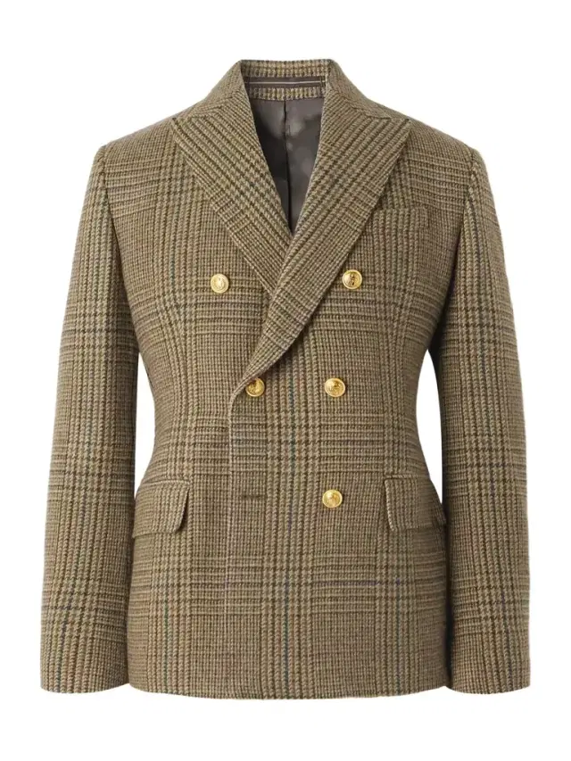Incotex Double-Breasted Prince of Wales Checked Wool Blazer - Men