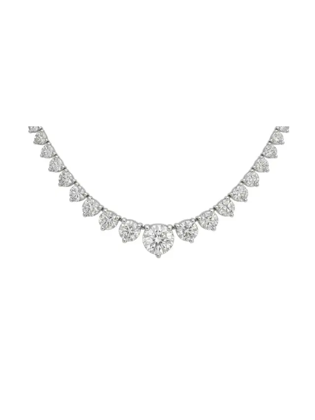 26.87ct Diamond 18K Gold Graduated Tennis Necklace