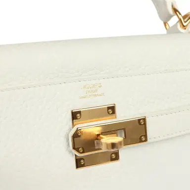 HERMÈS Hermes Kelly Retourne 28 White Clemence Gold Hardware | Thumbnail 7 HERMÈS Hermes Kelly Retourne 28 White Clemence Gold Hardware | Thumbnail 7