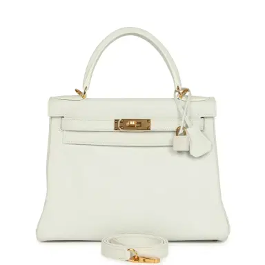 HERMÈS Hermes Kelly Retourne 28 White Clemence Gold Hardware | Thumbnail 1 HERMÈS Hermes Kelly Retourne 28 White Clemence Gold Hardware | Thumbnail 1