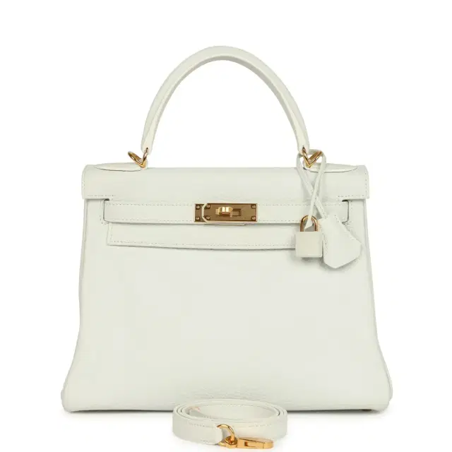 hermes Hermes Kelly Retourne 28 White Clemence Gold Hardware