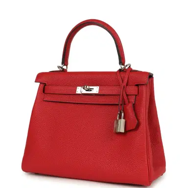HERMÈS Pre-owned Hermes Kelly Retourne 25 Rouge Casaque Togo Palladium Hardware | Thumbnail 5 HERMÈS Pre-owned Hermes Kelly Retourne 25 Rouge Casaque Togo Palladium Hardware | Thumbnail 5