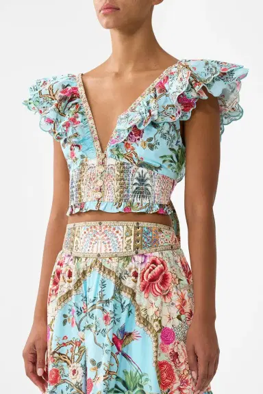 Camilla Deep V-Frill Short Sleeve Top | Thumbnail 3