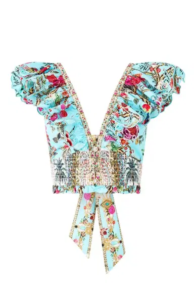Camilla Deep V-Frill Short Sleeve Top | Thumbnail 1