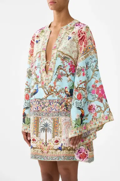 Camilla Deep V-Neck Hardware Short Kaftan | Thumbnail 3