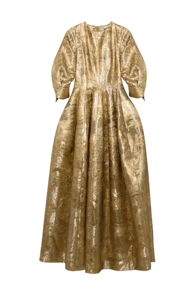 Claravelle Metallic Jacquard Gown