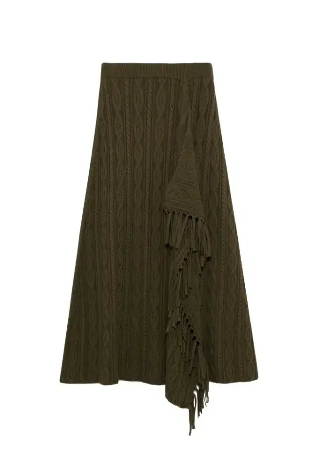 Kara Wool Fringe Midi Skirt