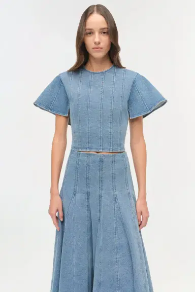 Simkhai Kolby Structured Denim Top | Thumbnail 4 Simkhai Kolby Structured Denim Top | Thumbnail 4