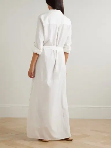 Melissa Odabash Darcy Belted Cotton And Linen-blend Maxi Shirt Dress | Thumbnail 3