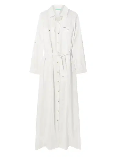 Melissa Odabash Darcy Belted Cotton And Linen-blend Maxi Shirt Dress | Thumbnail 1
