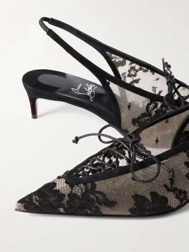 Christian Louboutin Km 45 Lace Slingback Pumps | Thumbnail 4