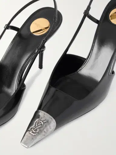 Saint Laurent Jeanne Embellished Glossed-leather Slingback Pumps | Thumbnail 4
