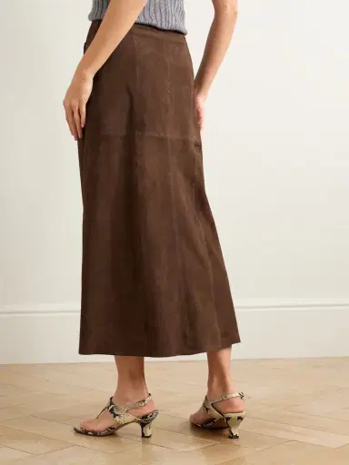 Rixo Edwina Embellished Paneled Suede Midi Skirt | Thumbnail 3