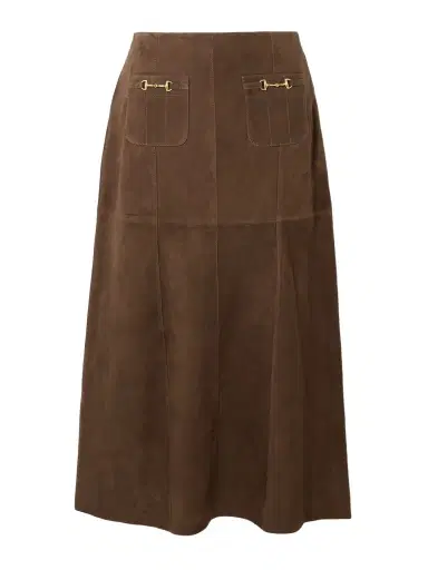 Rixo Edwina Embellished Paneled Suede Midi Skirt | Thumbnail 1