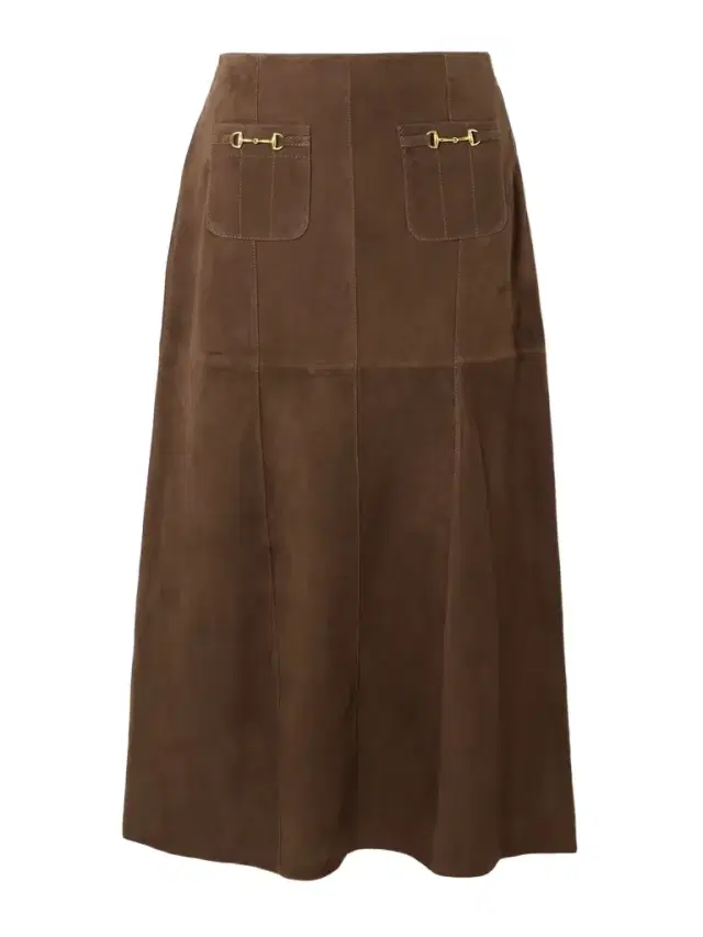 Edwina Embellished Paneled Suede Midi Skirt