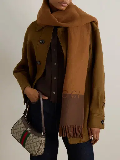 Gucci Fringed Wool And Cashmere-blend Scarf | Thumbnail 2