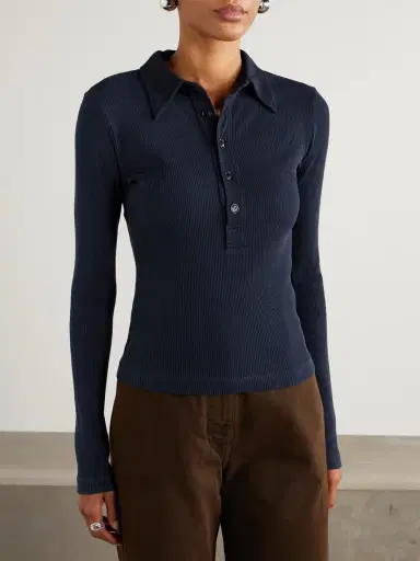 Citizens of Humanity Ribbed Jersey Polo Shirt | Thumbnail 3
