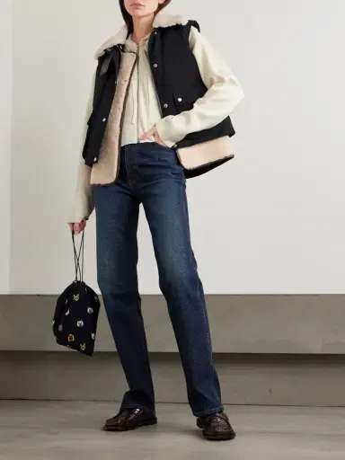 Loewe Leather-trimmed Wool-blend Hoodie | Thumbnail 2 Loewe Leather-trimmed Wool-blend Hoodie | Thumbnail 2