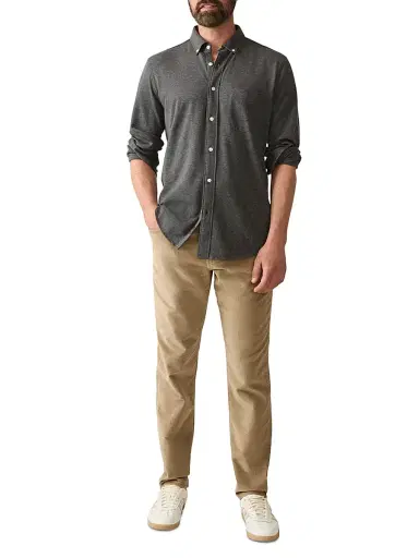 Faherty Brand Men's Coastline Knit Button-Down Shirt - Charcoal Heather Twill - Size Small | Thumbnail 2