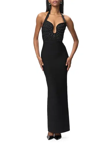 Hervé Léger Women's The Reina Bandage Halter Gown | Thumbnail 3 Hervé Léger Women's The Reina Bandage Halter Gown | Thumbnail 3