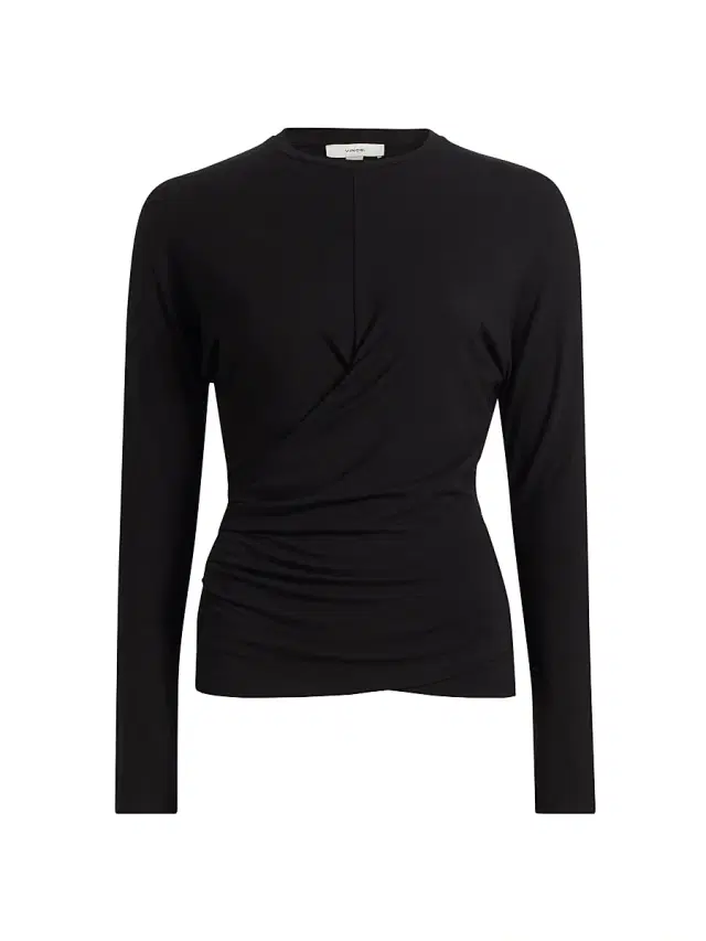Vince Women's Drape Jersey Crewneck T-Shirt - Black