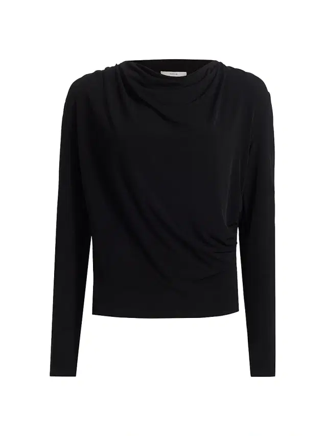 Vince Women's Jersey Cowlneck Top - Black
