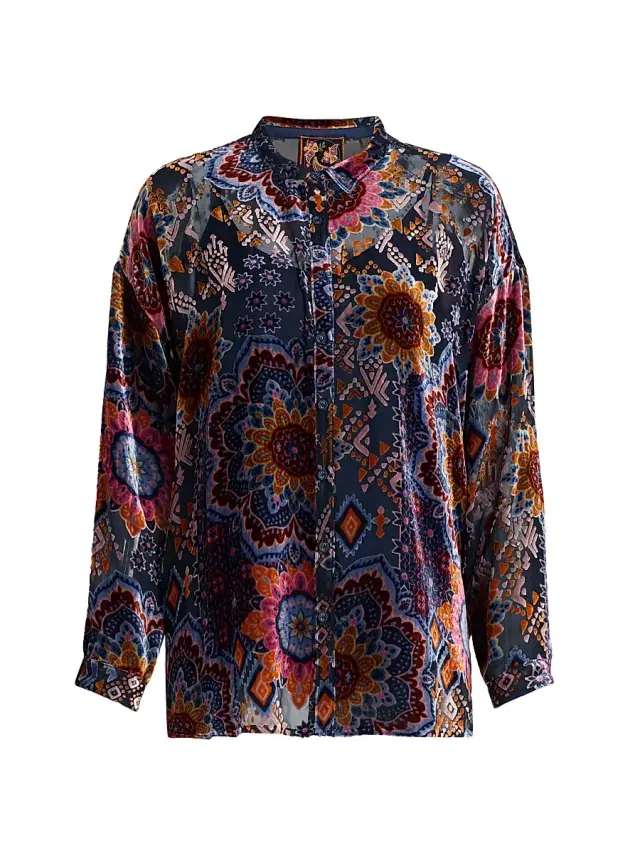 Johnny Was Women's Audrey Sisi Burnout Oversized Shirt - Sisi