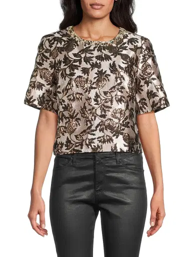 Lilly Pulitzer Women's Folie Beaded Tweed Cropped Top | Thumbnail 3
