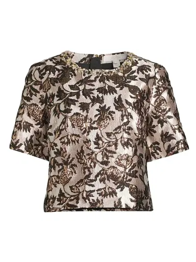 Lilly Pulitzer Women's Folie Beaded Tweed Cropped Top | Thumbnail 1