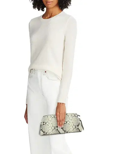 Staud Women's Maude Leather Convertible Clutch - White Snake | Thumbnail 3