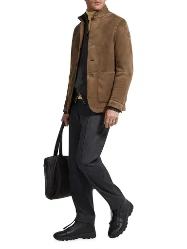 Zegna Men's Shearling Il Conte Jacket - Brown - Size 46 | Thumbnail 5 Zegna Men's Shearling Il Conte Jacket - Brown - Size 46 | Thumbnail 5