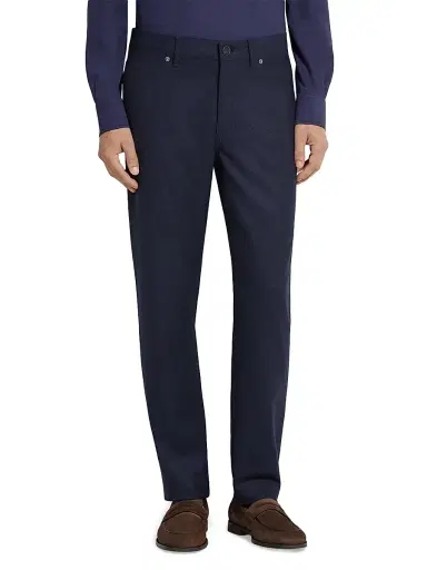 Zegna Men's Wool and Cashmere Roccia Pants - Dark Blue - Size 38 | Thumbnail 2