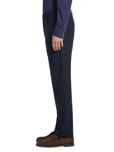 Zegna Men's Wool and Cashmere Roccia Pants - Dark Blue - Size 38 | Thumbnail 3