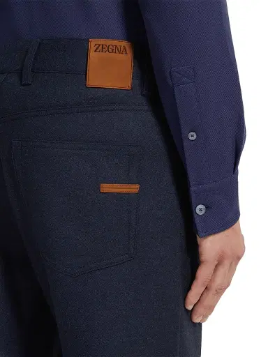 Zegna Men's Wool and Cashmere Roccia Pants - Dark Blue - Size 38 | Thumbnail 5