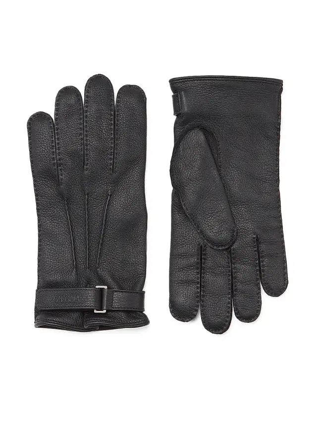 ZEGNA Men's Deerskin Gloves - Black