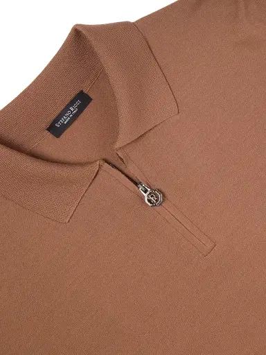 Stefano Ricci Men's Wool Polo Sweater - Brown - Size 40 | Thumbnail 2 Stefano Ricci Men's Wool Polo Sweater - Brown - Size 40 | Thumbnail 2