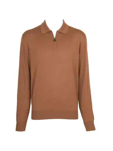 Stefano Ricci Men's Wool Polo Sweater - Brown - Size 40 | Thumbnail 1 Stefano Ricci Men's Wool Polo Sweater - Brown - Size 40 | Thumbnail 1
