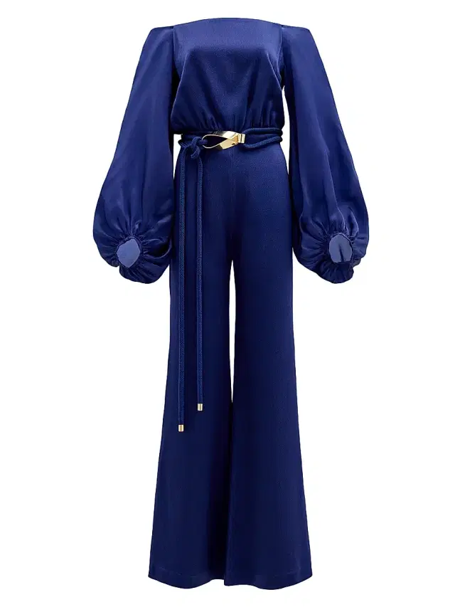 Silvia Tcherassi Women's Geraldine Off-the-Shoulder Jumpsuit - Navy