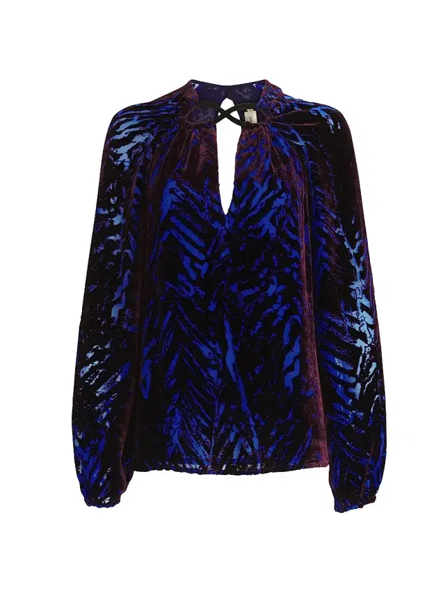 Women's Ximena Animal-Pattern Velvet Blouse - Eggplant Velvet