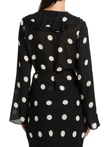 Reformation Women's Kilah Polka Dot Georgette Wrap Top - Moon Dot | Thumbnail 5 Reformation Women's Kilah Polka Dot Georgette Wrap Top - Moon Dot | Thumbnail 5