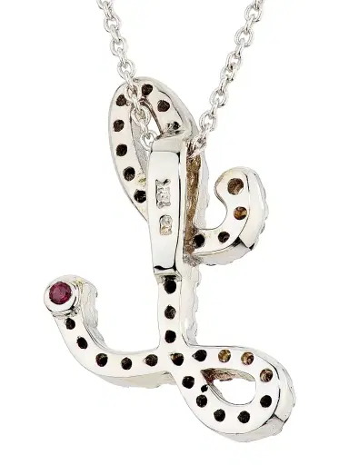 Roberto Coin Women's Tiny Treasures Script Initial 18K White Gold, Ruby & 0.24-0.34 TCW Diamond Pendant Necklace - Initial | Thumbnail 4