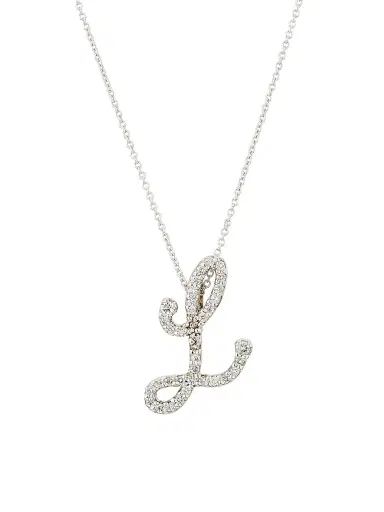 Roberto Coin Women's Tiny Treasures Script Initial 18K White Gold, Ruby & 0.24-0.34 TCW Diamond Pendant Necklace - Initial | Thumbnail 1